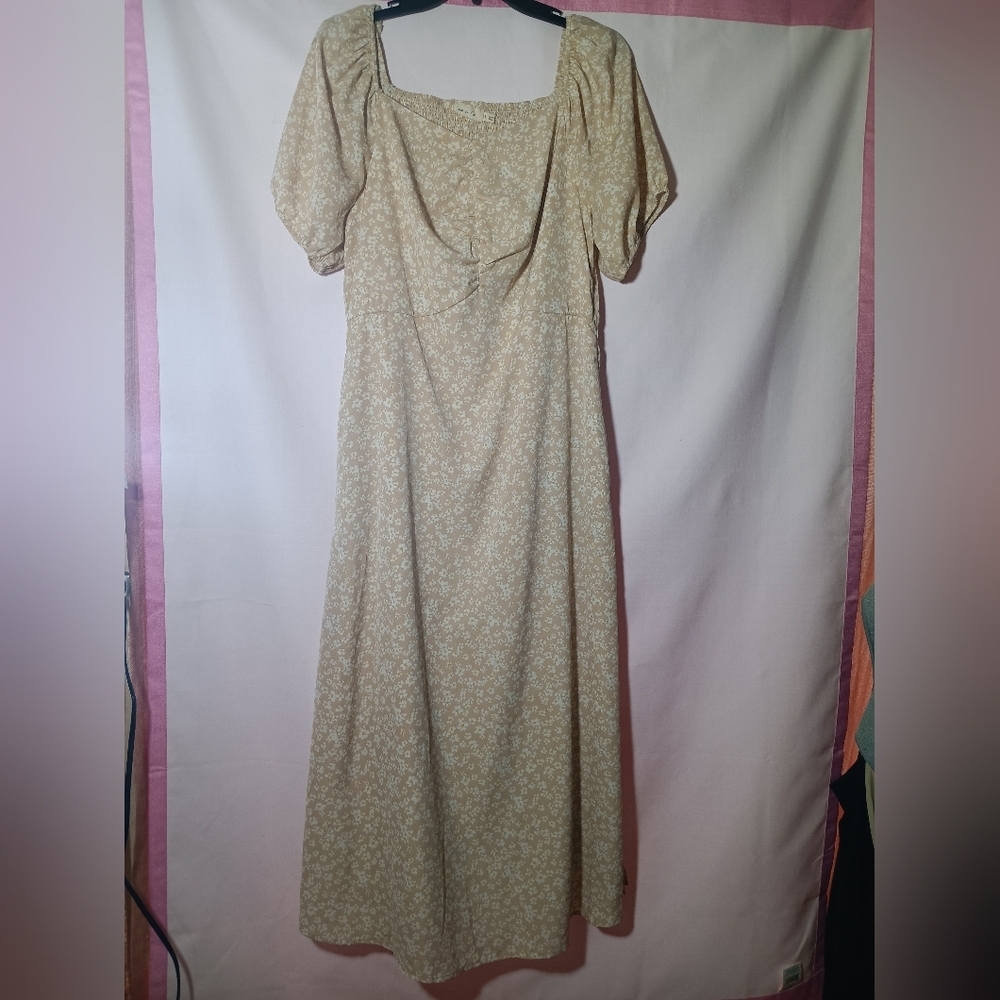 Floral Beige Maxi Dress